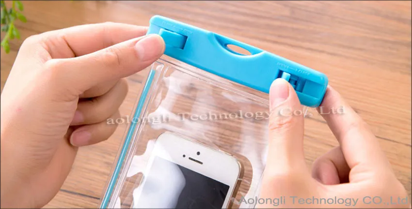 جراب عالمي شفاف مقاوم للماء حقيبة مقاومة للماء مضيئة غطاء تحت الماء مناسب لجميع الهواتف المحمولة مقاس 5.8 بوصة لهاتف Iphone Samsung