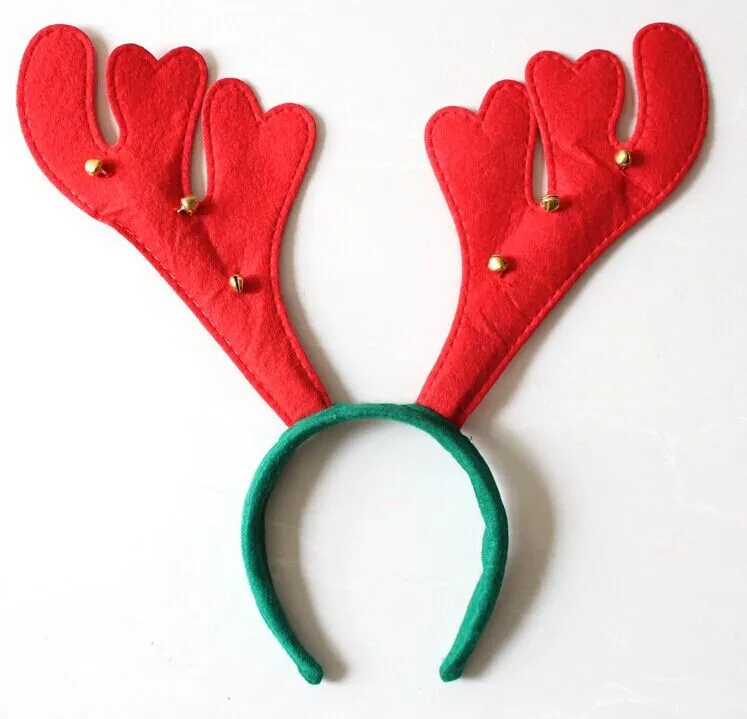 Chifre de natal Antler faixa de cabelo para crianças e meninas, vermelho headband festa do bebê com seis pequenos sinos, acessório de cabelo de alta qualidade,