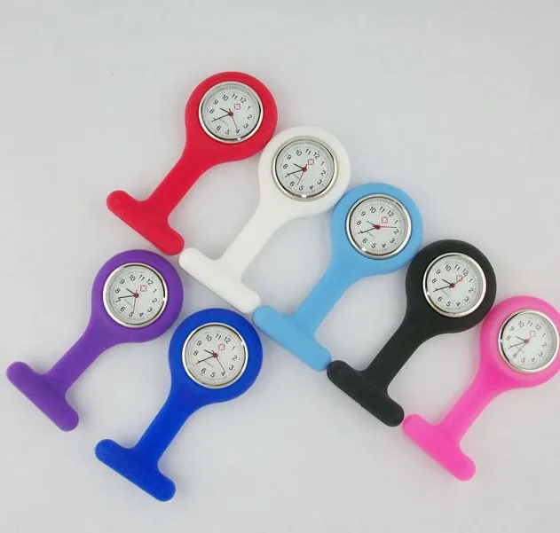 Save Big On Bulk Silicone Nurse Watches Clip On Watch For Nurses: Round Silicone Nurse Fob Pocket Watch With Alloy Brooch Candy Color Jelly Medical