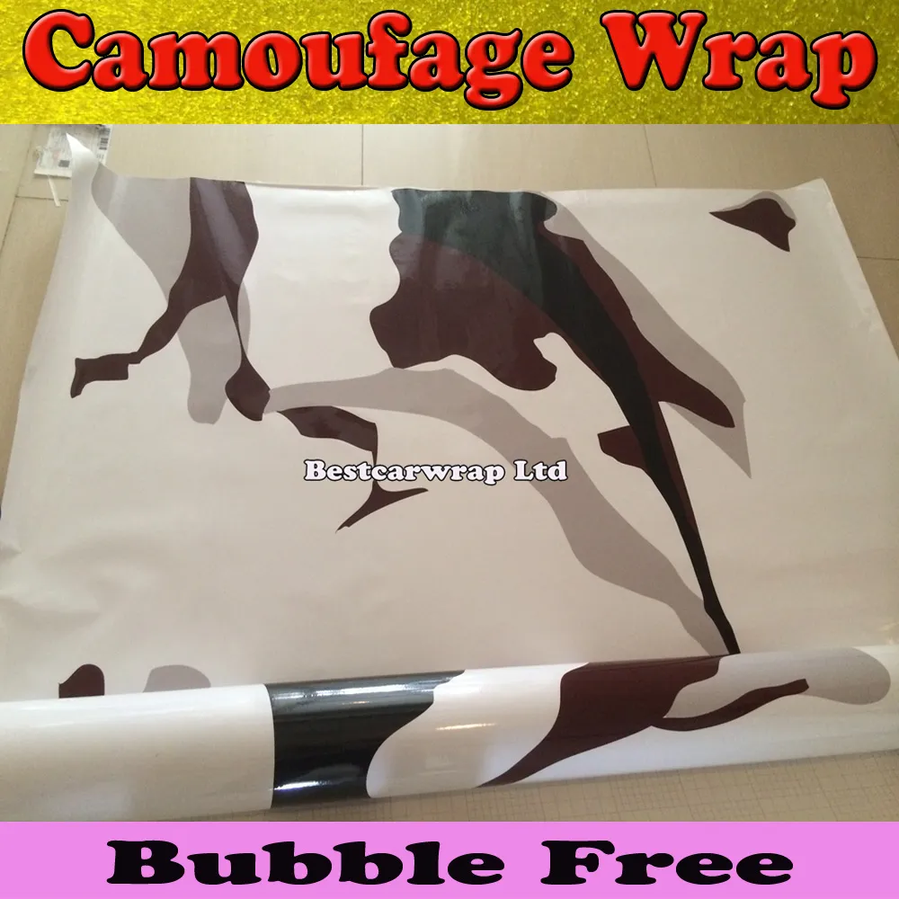 Snow Camouflage Wrap Full Car Cover Film With Air Bubble Free Winter Camo Vinyl Wrap Camo graphics size 1.52 x 30m/Roll 5x98ft