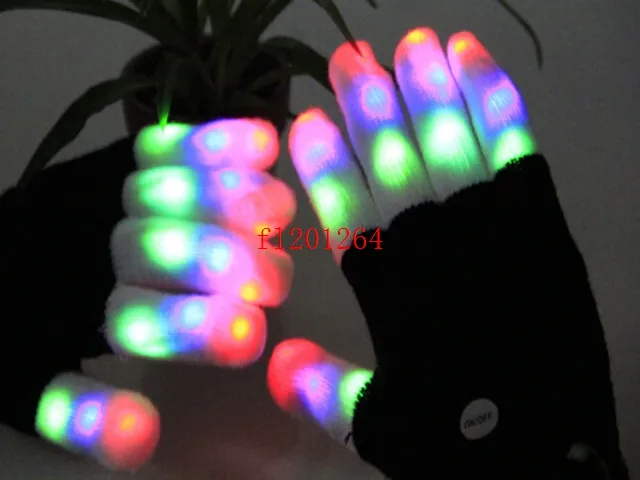 100 pièceslivraison gratuite nouveauté doigt lumineux lumière LED clignotant gants mitaines Rave fête Bar Concert accessoires G02