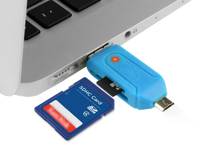 2 in 1 USB Male naar Micro USB Dual Slot OTG-adapter met TF / SD-geheugenkaartlezer 32 GB 4 8 16GB voor Android-smartphone-tablet Google