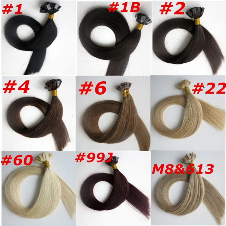 50g 1set 50strands Pro Bonded Flat Tip Extensions Extensions 18 20 22 24 cali Brazylijski Indian Human Hair Extensions