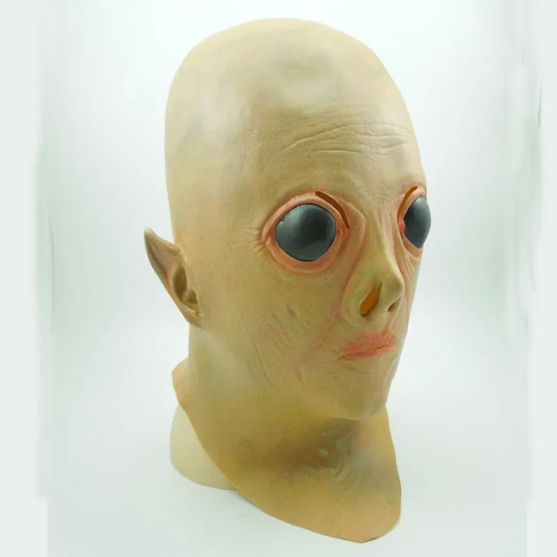 Halloween Party Mask UFO Alien Head Latex Mask Cosplay Creepy Saucer Man Full Face Horror Ghost Costume