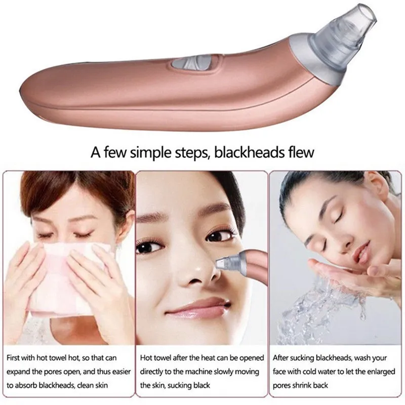 Elétrico facial facial acne cleanser cleanhead removedor de vácuo máquina de sucção portátil massageador de pele de beleza instrumento