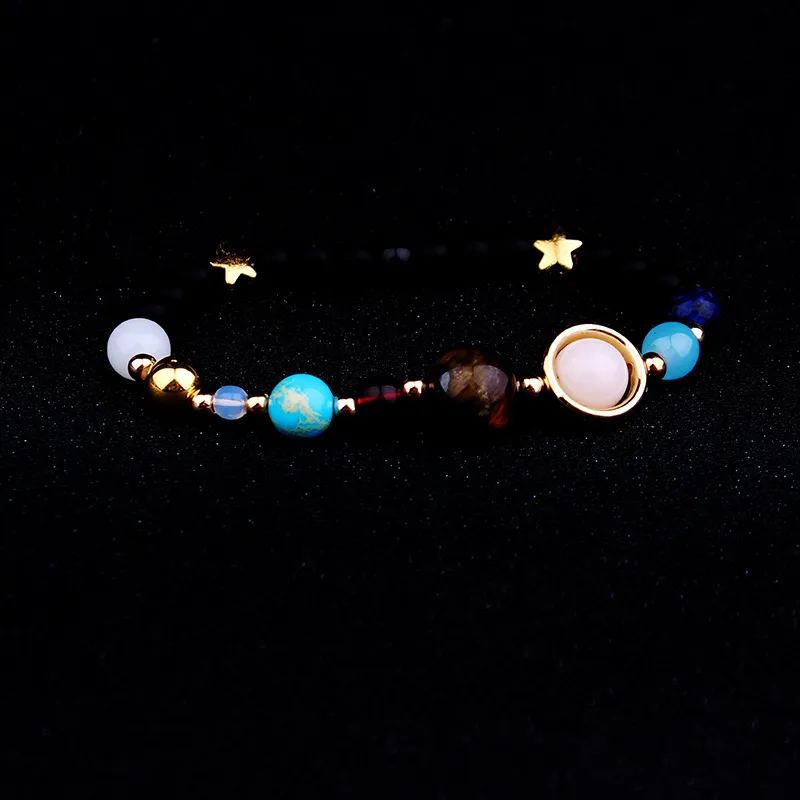 Universo galaxy os oito planetas do sistema solar guardião estrela pedra natural beads charme pulseira bangle para mulheres homens