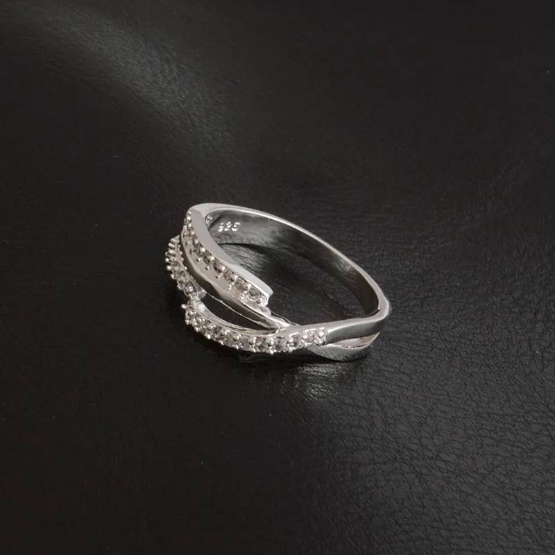 Envío Gratis, nueva joyería de moda de Plata de Ley 925, amor eterno, diamante blanco con anillo de circón pavé, regalo de niña de venta caliente 1722