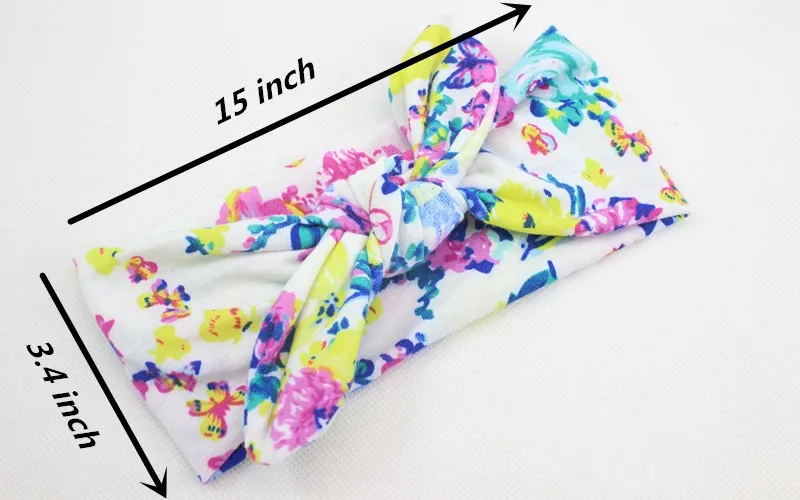 Girl printing Bohemian Hair Accessories Baby Headbands Cotton Fabric Turban Twist Head Wrap Rabbit Ears Headbands Infant Hairband FD6558