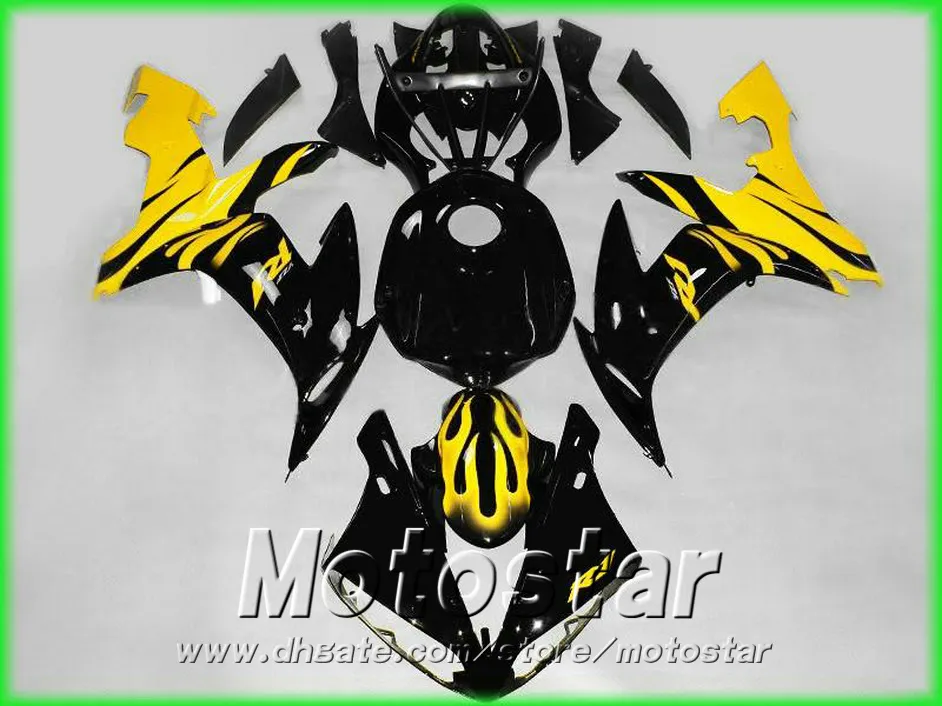 100% spuitgieten laagste prijsblokjes Set voor Yamaha 2004 2005 2006 YZF R1 Geel Zwart Motorcycle Fairing Kit 04-06 YZF-R1 RY25