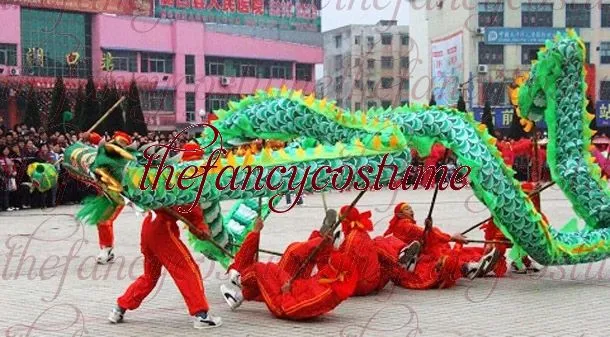 18m10 adult 9 joint adults mascot Costume silk CHINESE Traditional Culture DRAGON DANCE Folk Festival Celebration Stage Props292F