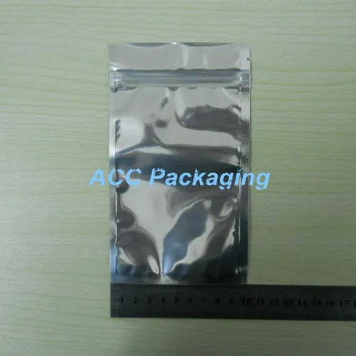 Wholesale 10x17.5cm (3.9"x6.9") Aluminum Foil Clear Resealable Zipper Plastic Retail Package Bag Zipper Lock Bag Packing
