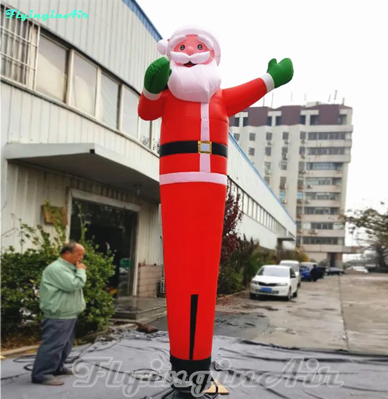 4m Christmas Sky Dancer Welcoming Inflatable Tube Santa for Entrance Decoration and Promotion Events