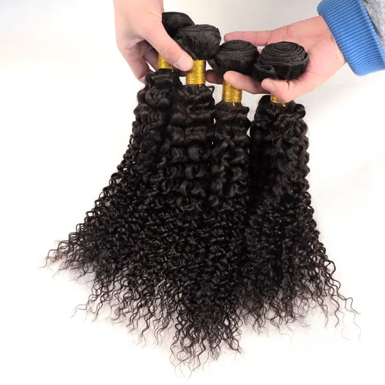 バージンペルーの髪の束の人間の髪の毛織りwefts Jerry Curly 8-34inch未処理のブラジルのインドのモンゴルミンクバルクの伸縮