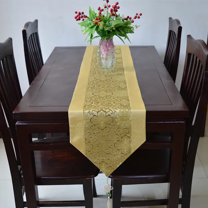 Unieke Chinese Knoop Tafel Runner Cover Doek Luxe Zijde Brocade Bruiloft Decoratie Tafelkleed Eettafel Pads Hoogwaardige Bedlopers