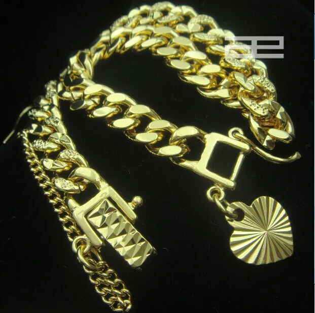 Bellissimo braccialetto da donna in oro giallo 18 carati riempito con decorazioni b126