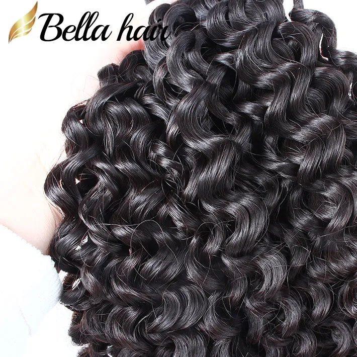 Top Quality Peruan Hair Grade 9A Natural Preto 10-24inch 4 pçs / lote Curly Human Weave