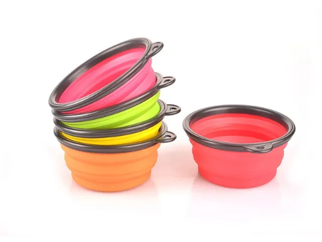 100pcs/lot Free Shipping Pet Dog Cat Bowl Puppy Drinking Collapsible Easy Take Outside Feeding Water Feeder Travel Bowl Dish