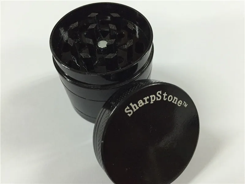 Partihandel Sharpstone Herb Grinder Rökning Sharp Stone Grinder Storlek CNC Grinder Metal CNC Tänder Tobaksvarmor 40mm 4 delar Mix Designs