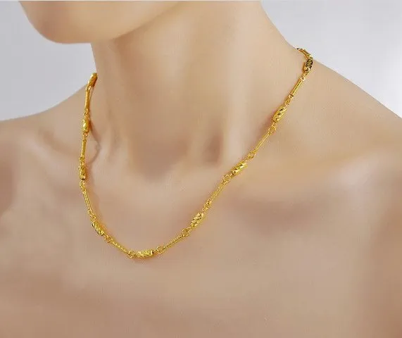 Szerokość 4mm Yellow 24K Pozłacane Naszyjnik Dla Kobiet, 2016 Nowe Łańcuchy Projektant Moda Oświadczenie Ślubne Naszyjniki Collier Jewelryr