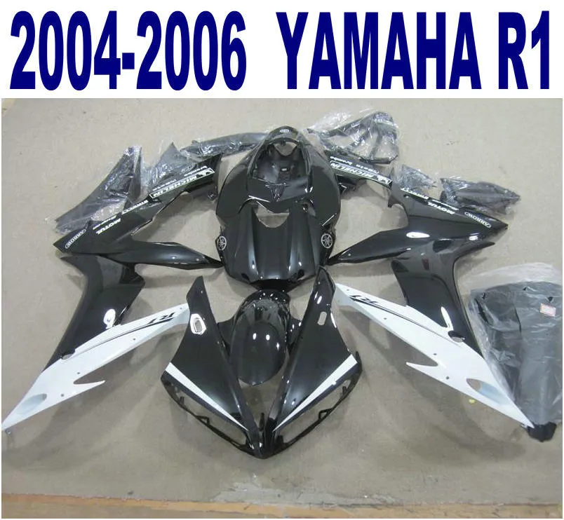 Formowanie wtryskowe Darmowa Wysyłka ABS Fooring Kit dla Yamaha 2004-2006 YZF R1 YZF-R1 04 05 06 Białe czarne wróżki Zestaw YQ9