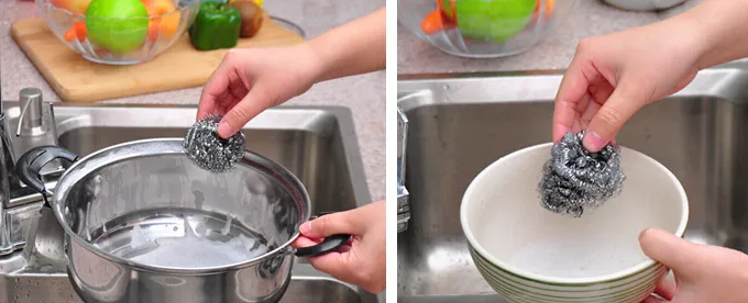 Keuken afwas van roestvrij staaldraad borstel om de bal schoon te maken, roest xiguo-borstel 2 pack niet