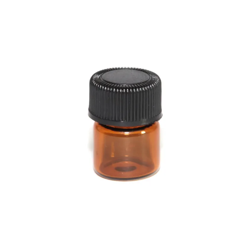 lot 1ml 14 dram Amber Glass Essential Oil Bottle perfume sample tubes Bottle with Plug and caps5115509