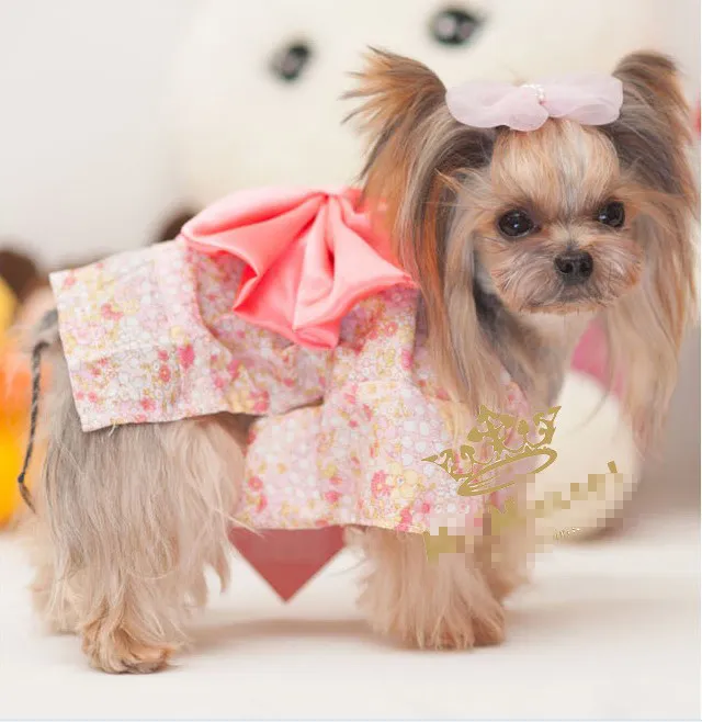 Puppy Dog Pet Hoodie Kleidung japanischen Kimono große Bowknot Blume Hiyoku Hunde Doggy Doggie Katzen mit Kapuze Bekleidung Weihnachtsgeschenk rosa / schwarz K2413