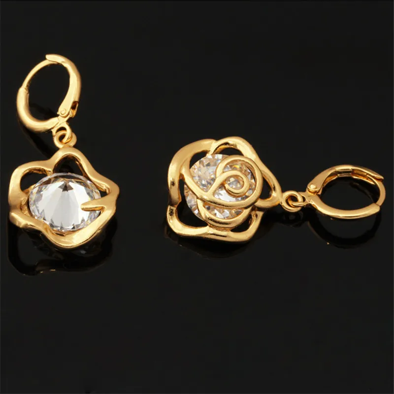 Set di orecchini pendenti con zirconi rosa eleganti vintage Infinity Infinity Set di gioielli di moda placcati in oro reale 18 carati le donne8938184