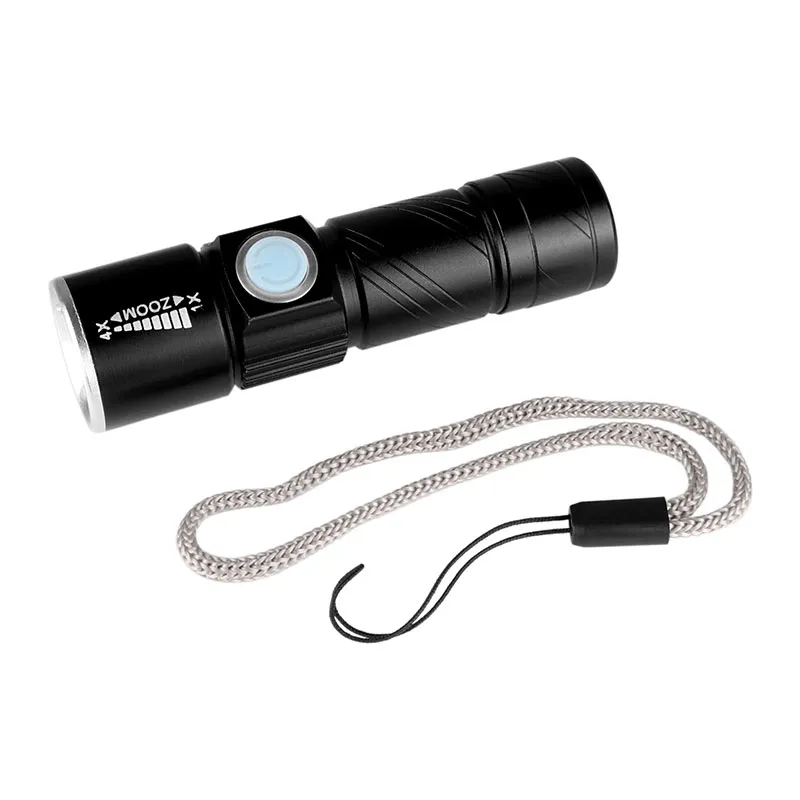 Meşaleler USB-Light Güçlü Mochila Lanterna Taktik Torch Flash Light Linternas LED Zoomable Gladyatör Zaklamp Feneri