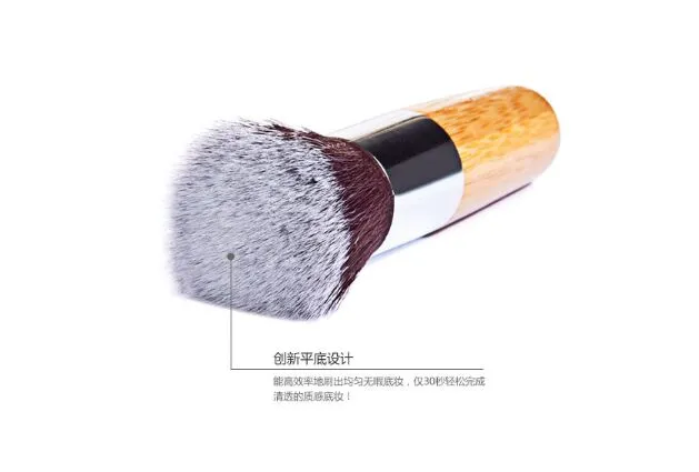 Make-upborstels Make-up EDM Foundation Make-up Tool Bamboe Advanced Nylon Wol Houten Handvat Flat Round Head Brush