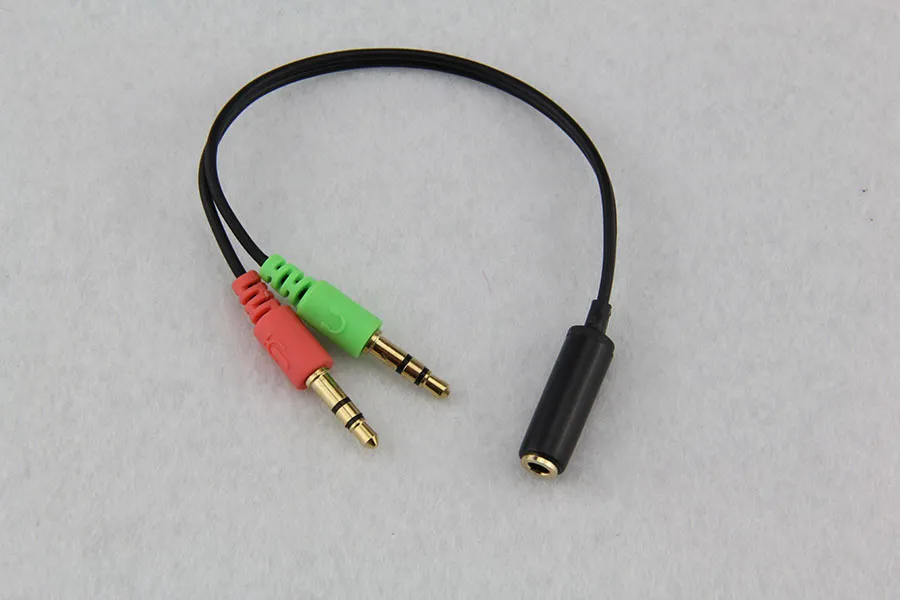 Nowa Gorąca Sprzedaż 3.5mm Kobieta do 2 Mężczyzna Jack Plug Słuchawki MIC Audio Y Splitter Cable Stereo Audio Cable Darmowa Wysyłka 100 sztuk / partia