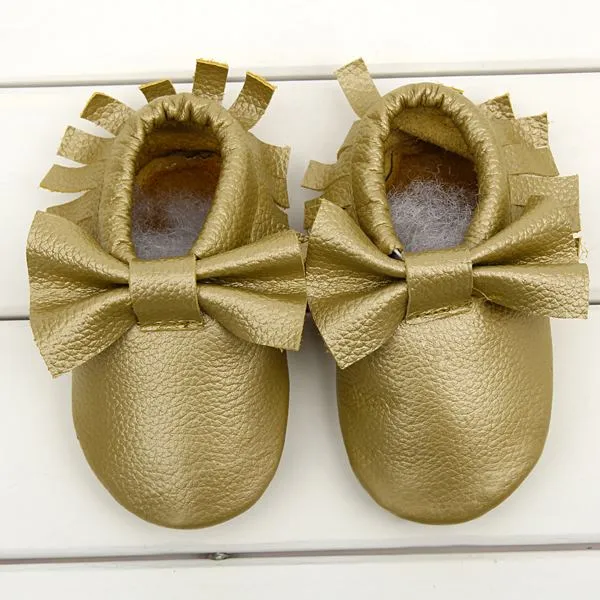 Free Ship 2015 New Tassels & Bow 2 Style Baby Moccasins Soft Moccs Baby Shoes Kids Genuine Leather Newborn Baby Prewalker Babe Infant Shoes