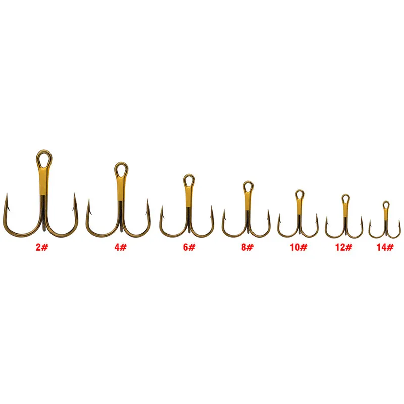 ハイクアンライティ7サイズの金ステンレス鋼釣りフックトレブルフック​​バーバーフ淡水塩水釣りタックル3097564