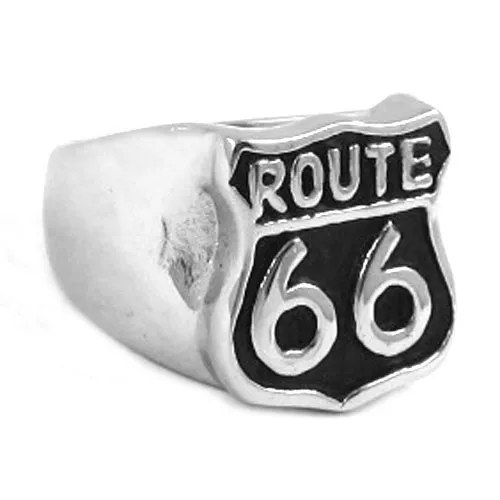 Gratis frakt! Rutt 66 Ring Mor Road USA Highway Motor Biker Ring Rostfritt Stål Smycken Historisk Rutt 66 Ring SWR0277