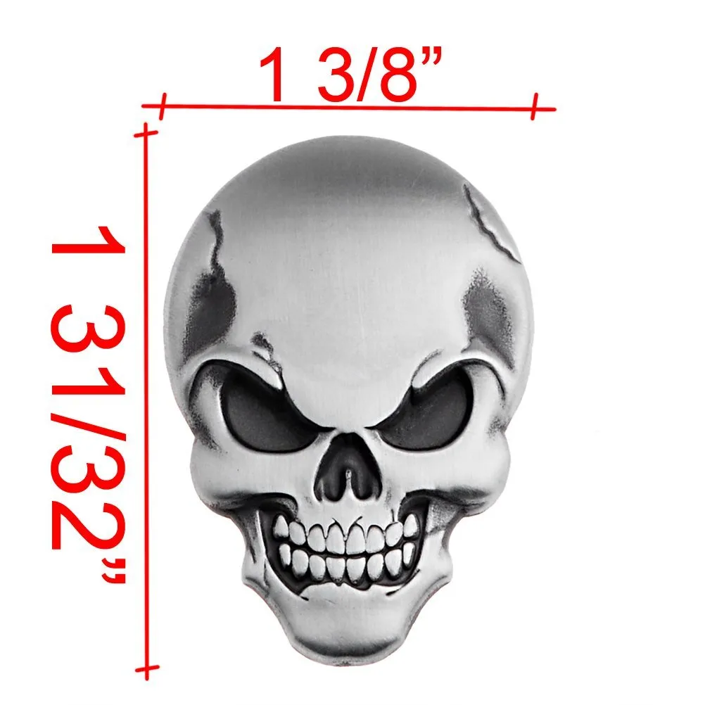 Car 3D Awesome Skull All Metal Auto Truck Motorcycle Emblem Badge Sticker Decal Trimming Laptop Notebook Trim Self Adhesive2570