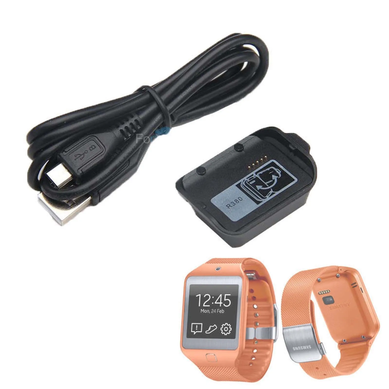 Charger Dock & USB Charging Cable for Samsung Galaxy Gear 2 SM-R380 Smart Watch