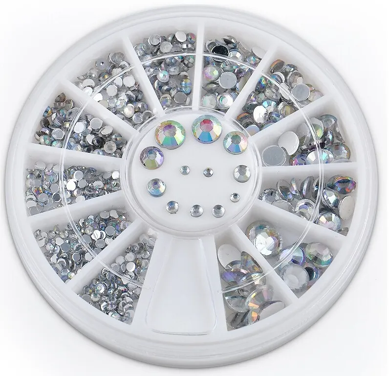 Nail Art Decorations 3d Nail Art Rhinestones Crystal Glitter Nails Wheel Dekorationer för DIY Studs Gratis frakt