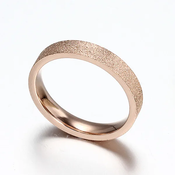 High Quality Titanium Steel Jewelry 18K Gold Plated Dull Polish Women Fashion Rings 4mm Size 5-10
