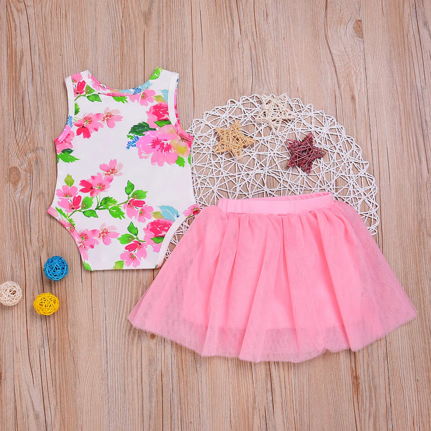 Mikrdo Princess Newborn Baby Girl Dress Baby Sleeveless Toddler Flower Romper + Tutu Vestido Falda Ropa trajes