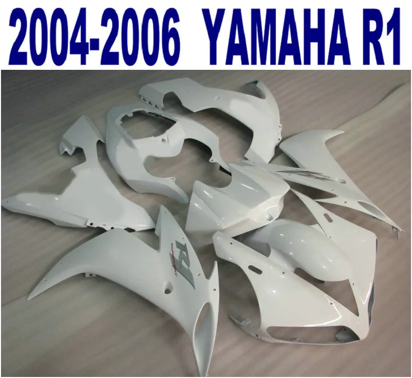 100% formsprutning Gratis Anpassa karosseri för Yamaha Fairings YZF-R1 04 05 06 Alla Vit Fairing Kit YZF R1 2004-2006 VL65