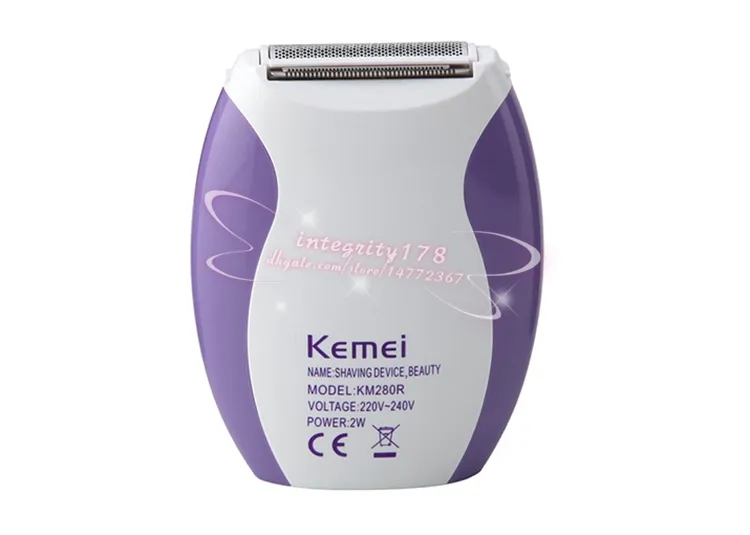 Kemei Lady's Electric Women Shaver Shaving Hair Remover Km-280R Kvinnlig hårborttagare, Lila Epilator Uppladdningsbar, 10st / 