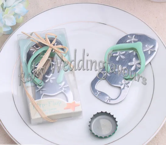 DHL Gratis frakt! 50pcs / lot! Flip Flop Bottle Opener Wedding Favors, Beach Theme Bridal Shower Party Event Favors / Wedding Flip Flops