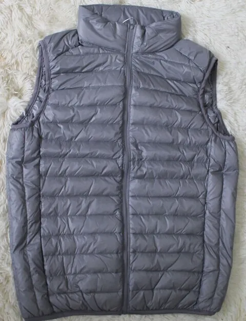 Autunno-Uomo piumino con colletto alla coreana gilet sportivo outdoor invernale ripiegabile piumino d'anatra portatile senza maniche gilet termico ultra leggero