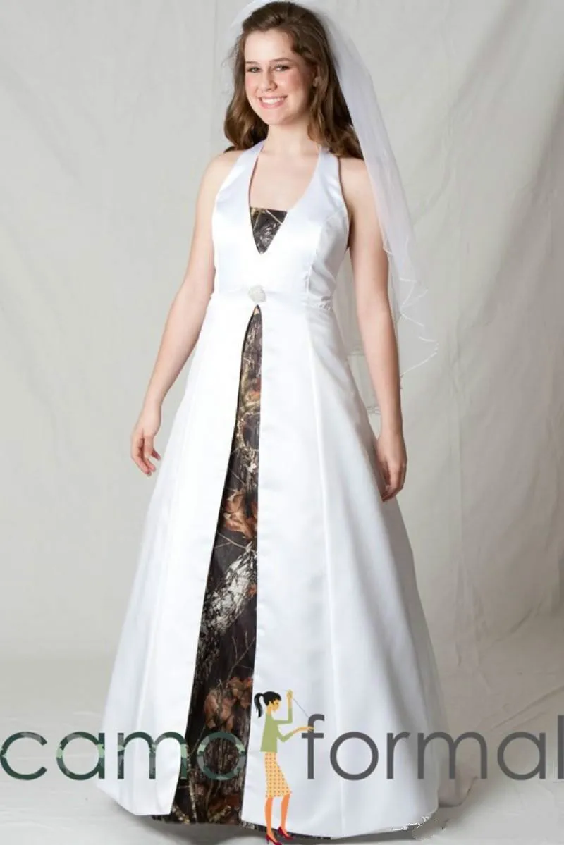 Halter Split Front Maternité Camo Robes De Mariée Realtree Camouflage Robes De Mariée Pour La Maternité Femme Enceinte Blanc Camo Robe De Mariée 2015