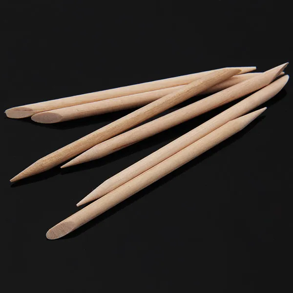 Groothandel-hot koop 100x oranje hout cuticle sticks hoef pusher nagel tool manicure pedicure nail art