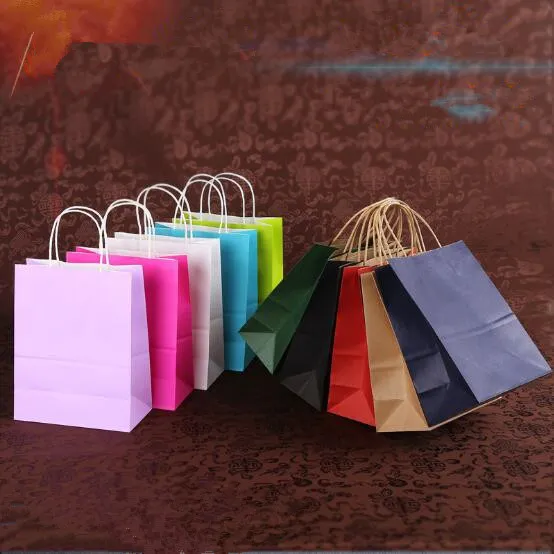 Bolsas de papel Kraft marrón de 8 "x 4,75" x 10 ", bolsas de mercancía para compras, bolsas artesanales para regalo de fiesta, venta completa