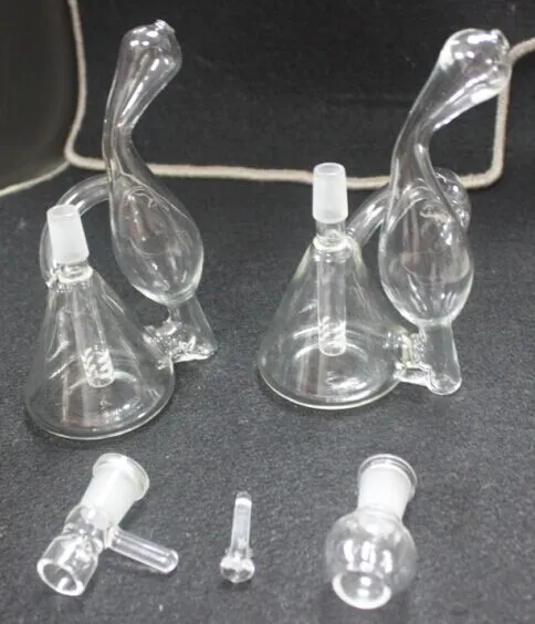 5sets / lot Mini Beaker Recycler Bong en verre soufflé à la main Conception unique Petit tuyau d'eau 6 pouces Plate-forme pétrolière Barboteur Vente Apparence délicate