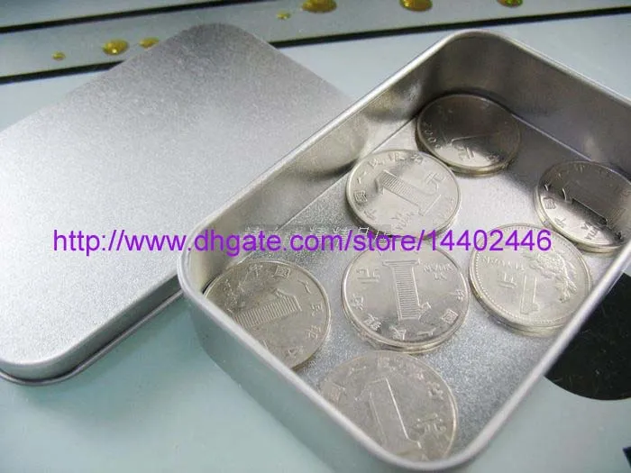 Tin Container Storage Box Metal rectangle for beads business card candy herbs Case 94cm x 59cm x 21cm Sliver2394511