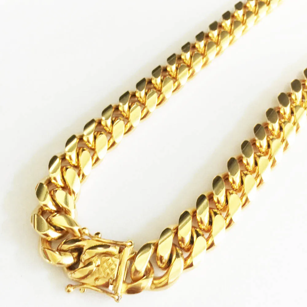 HIP HOP 14mm Stainless Steel Curb Cuban Chain Necklace Boys Mens Fashion Chain Dragon Clasp Link jewelry245I