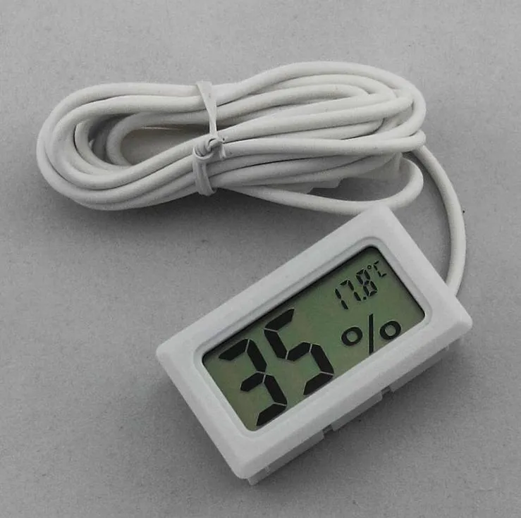 Digital LCD Thermometer Hygrometer Probe Temperature Humidity Gauge (White), Size: 48